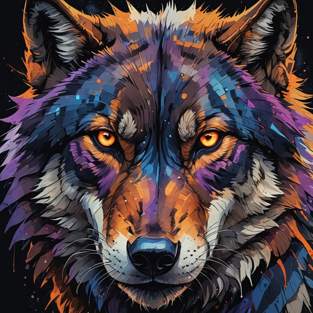 Anime Wolf Portrait in Studio Trigger Style