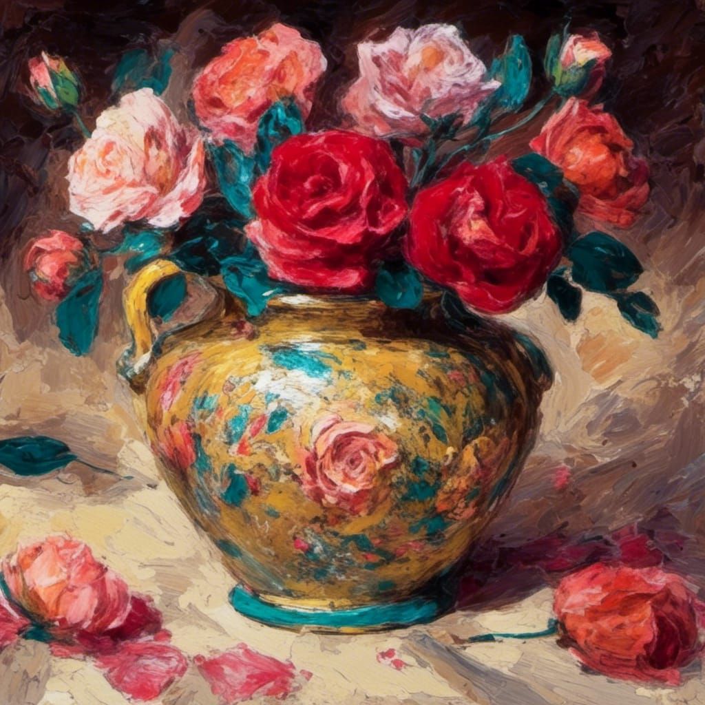 Matisse Inspired Vase with Roses