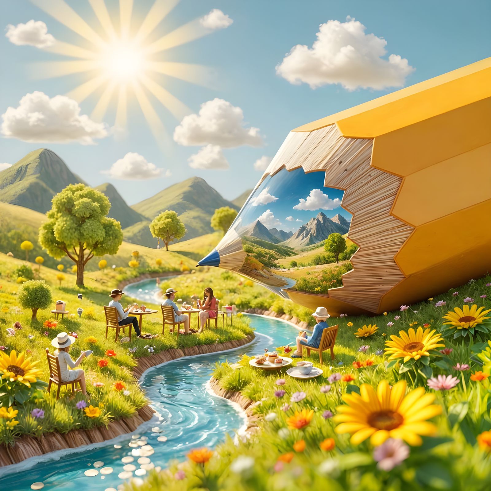 Pencil World: A 3D Summer Afternoon Tea Party