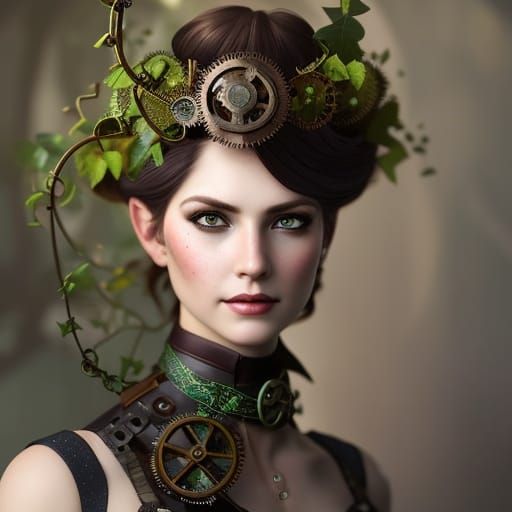 Steampunk Fairy Portrait in Art Nouveau Style