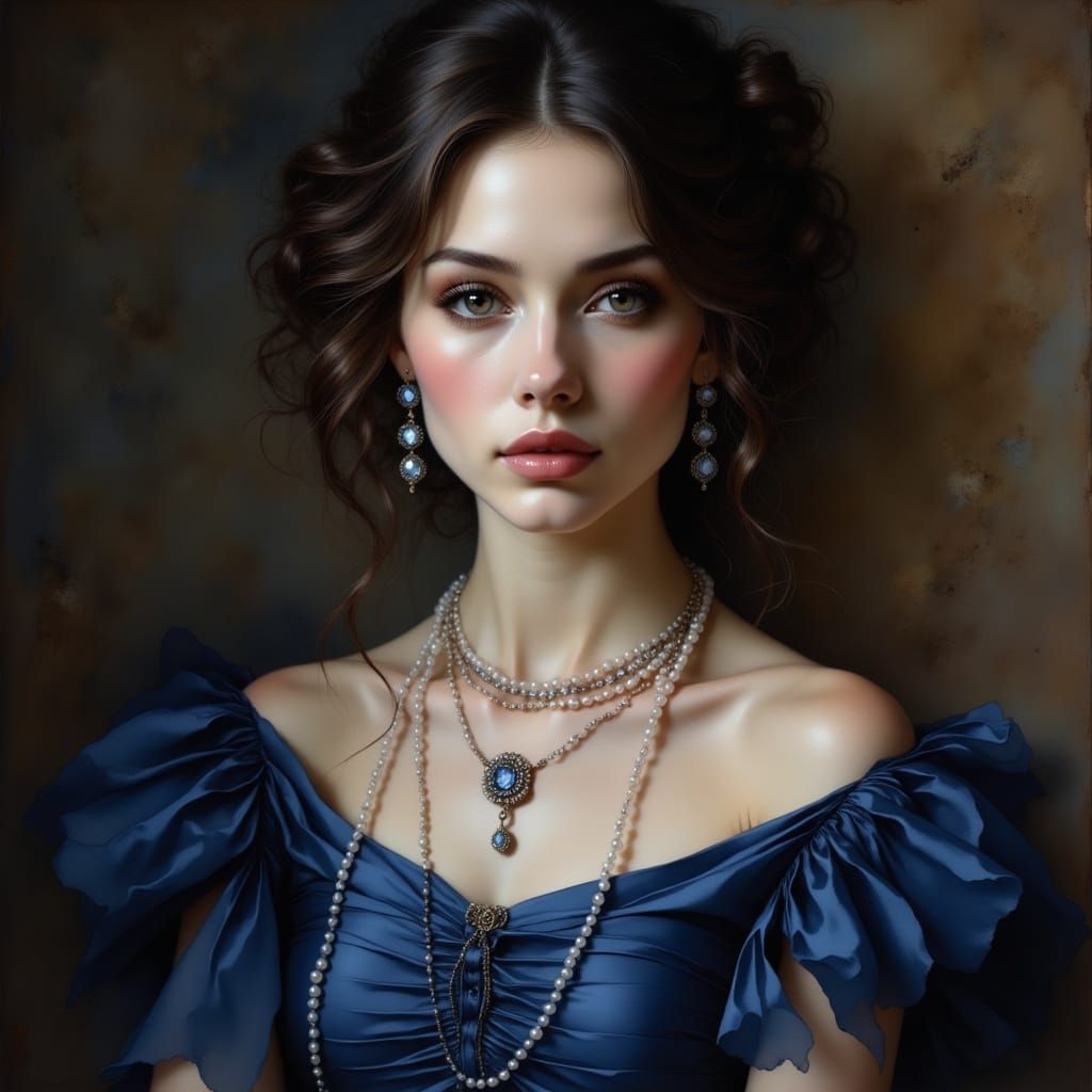 Elegant Woman in Regal Blue Attire