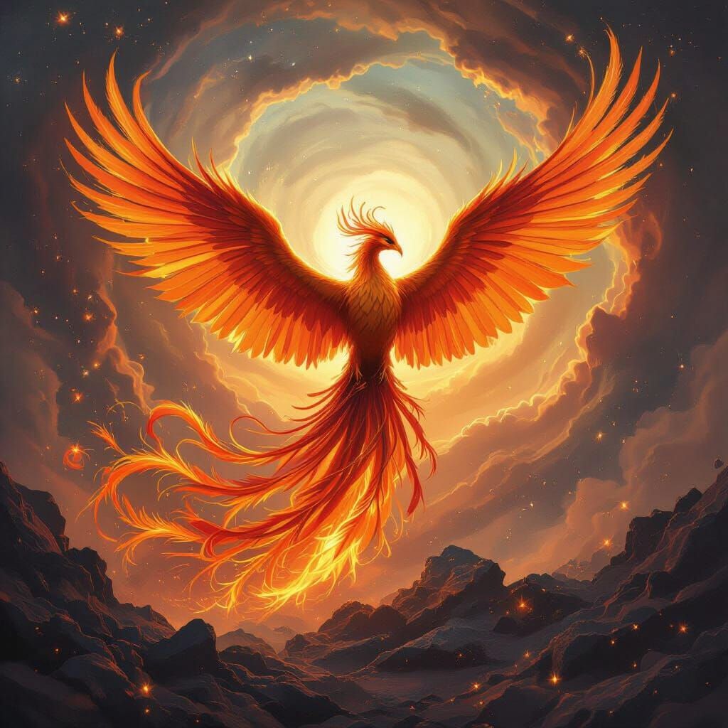 Phoenix Rising: Epic Fantasy Illustration of Rebirth
