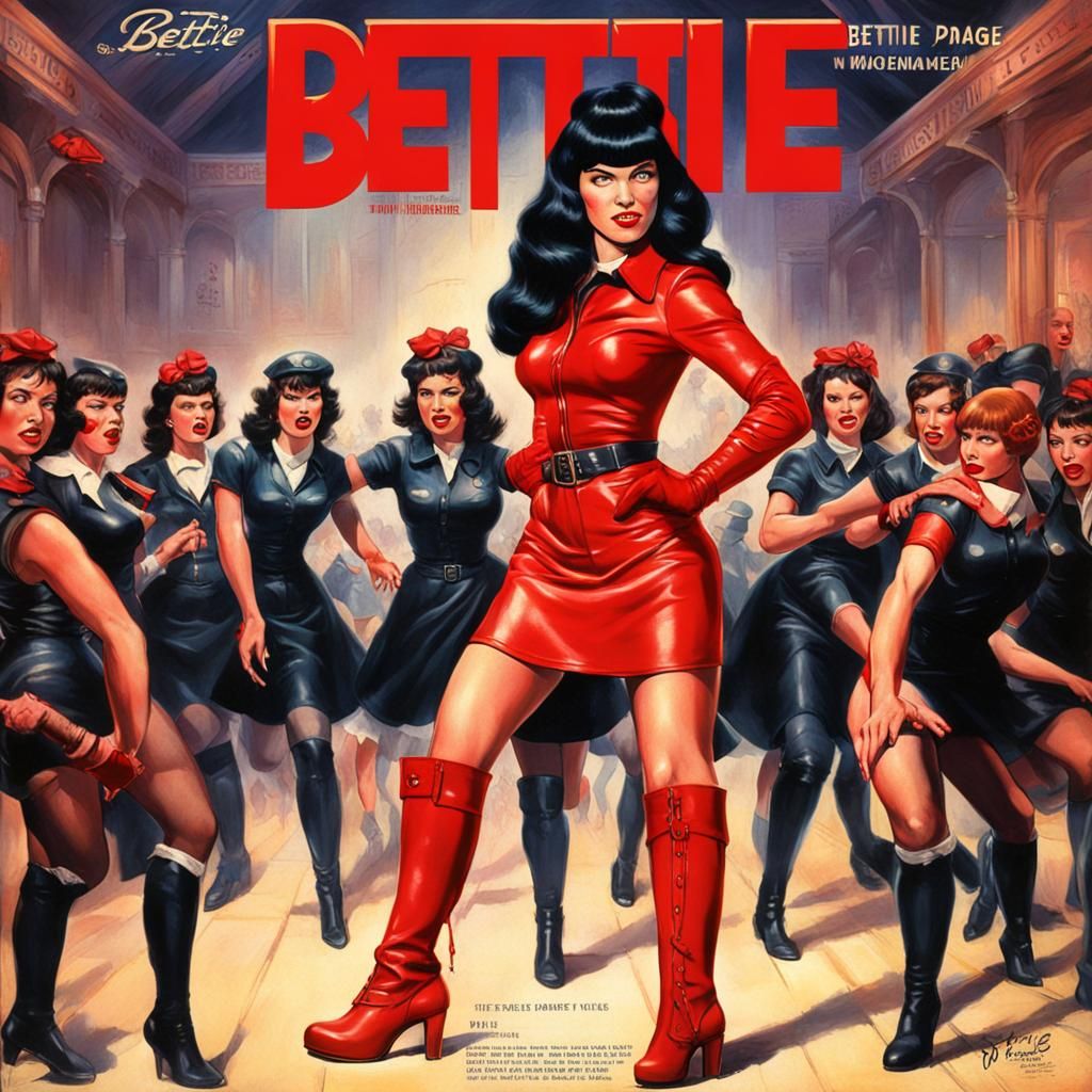 Bettie Page on Magazine Cover, Detailed Matte Painting