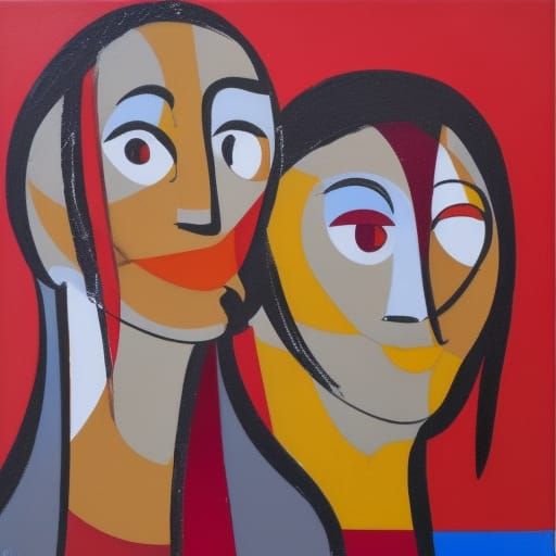 Laughing Women as an Impasto Oil Painting