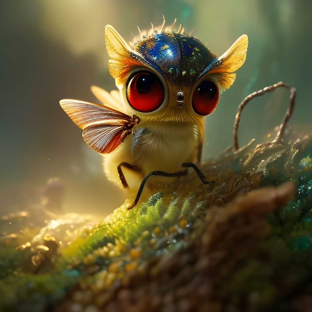 Beautiful close up cutest baby moth, big eyes,...