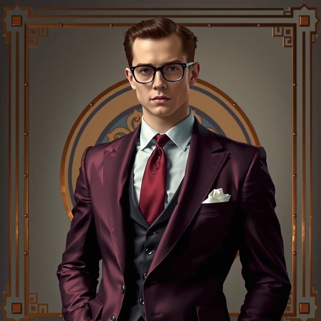Confident Modernist Man in Art Deco Elegance