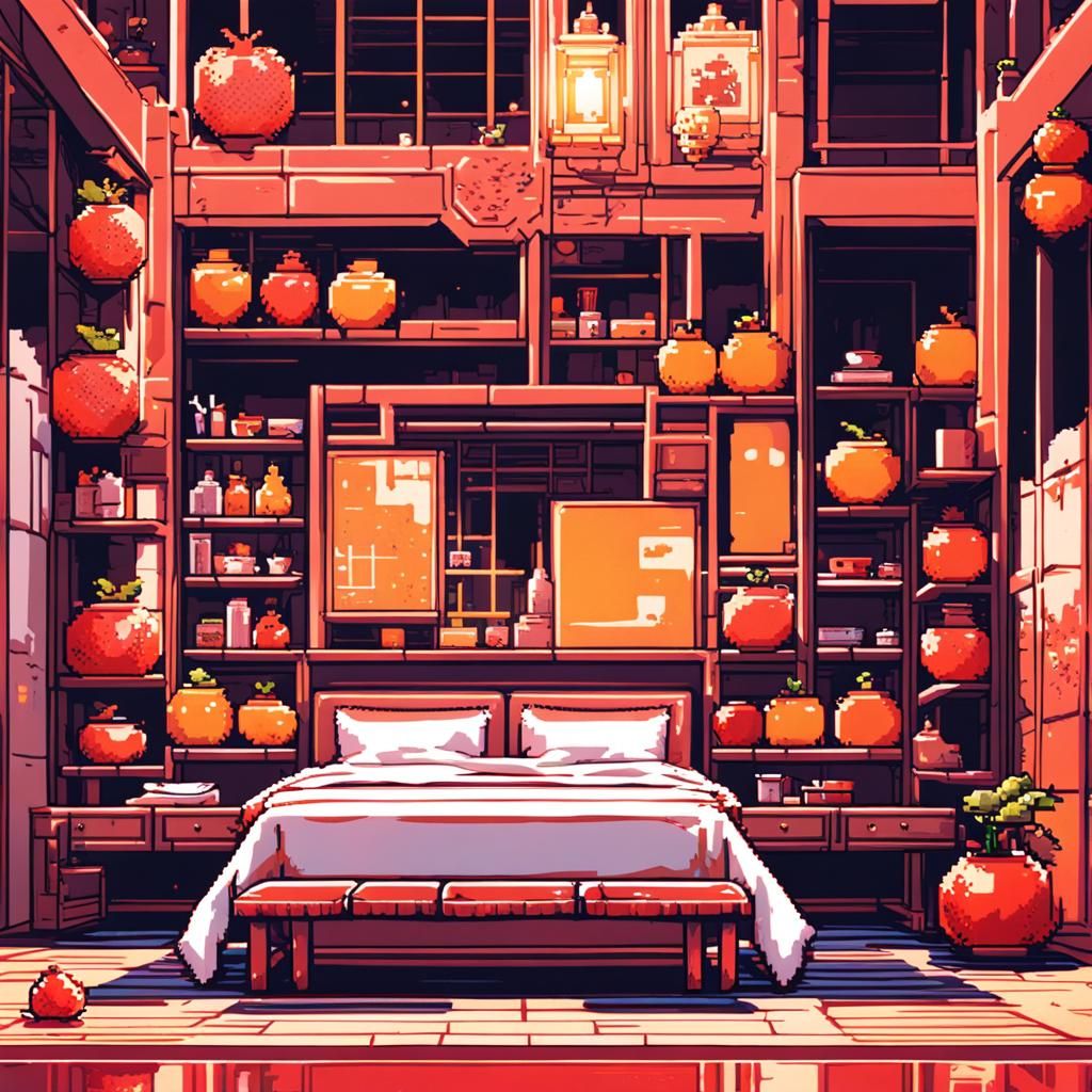 8-Bit Pixel Bedroom with Sugary Sweet Theme