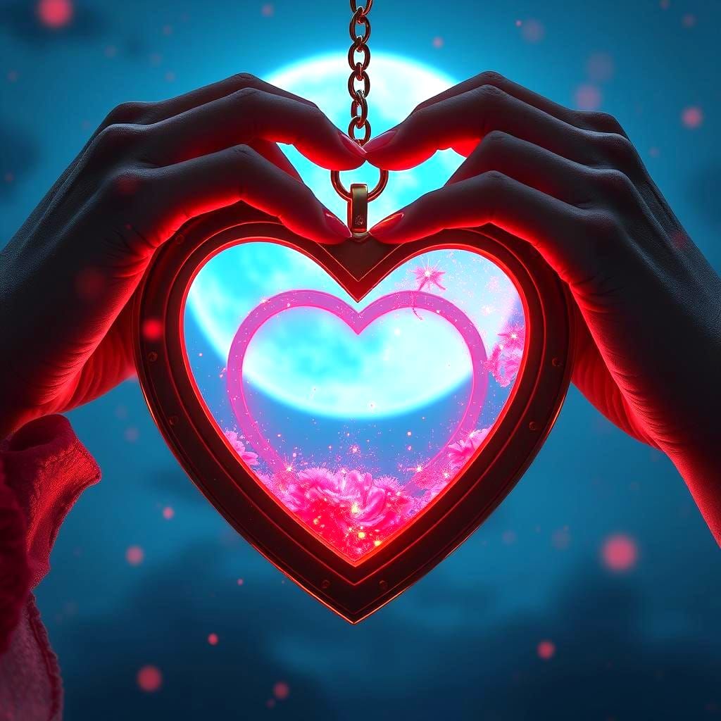 Lovers Under Blue Moon with Heart Locket