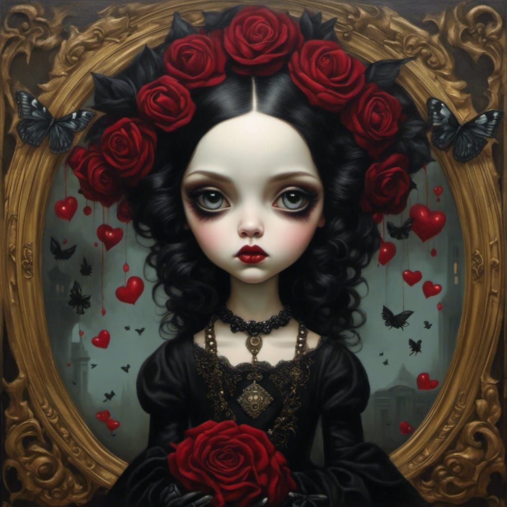 Gothic Secret Love in Lowbrow Art Style