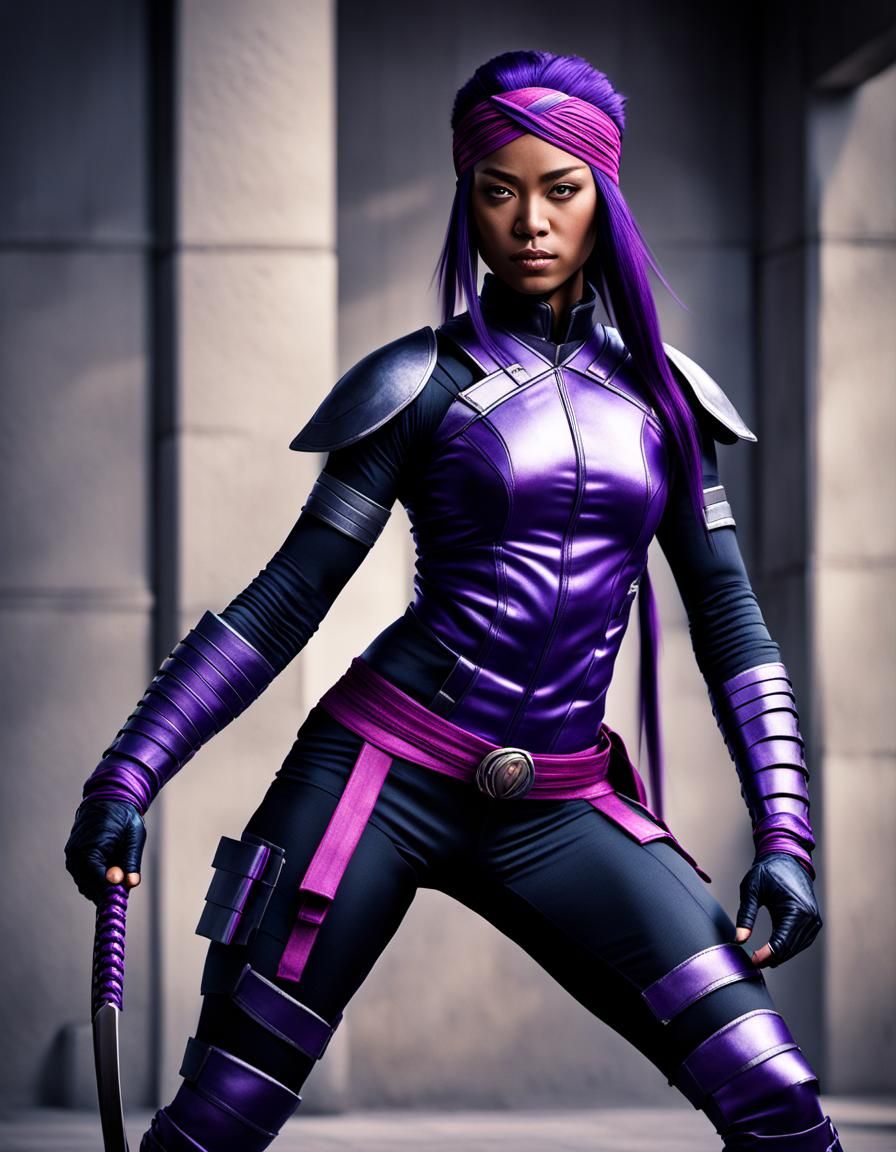Psylocke as Armored Ninja: Hyperrealistic 8K Portrait