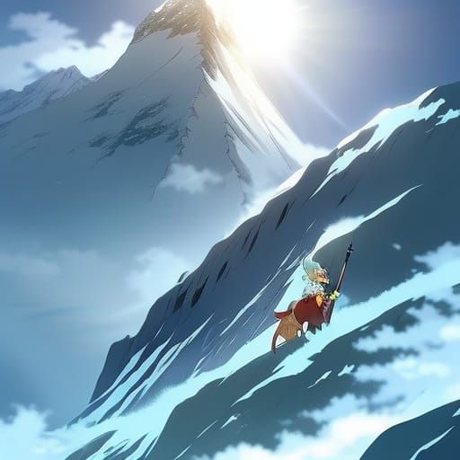 Mount Everest in Anime Manga Style