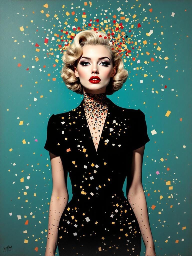 Confident Pin-Up in Surreal Urban Juxtaposition