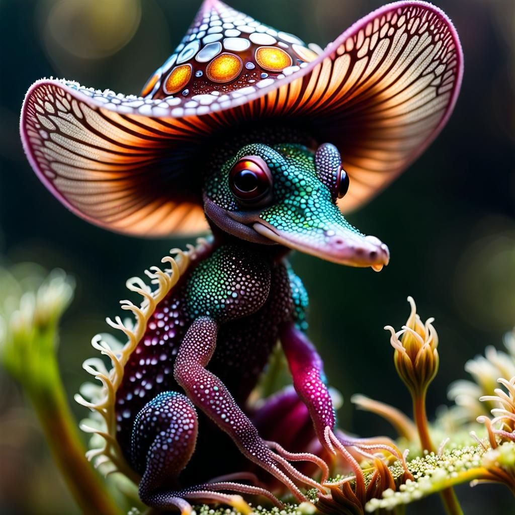 Nymph Riding Platypus Hybrid in Water Garden