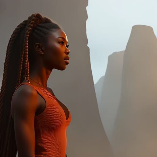 Detailed Matte Painting of African American Woman