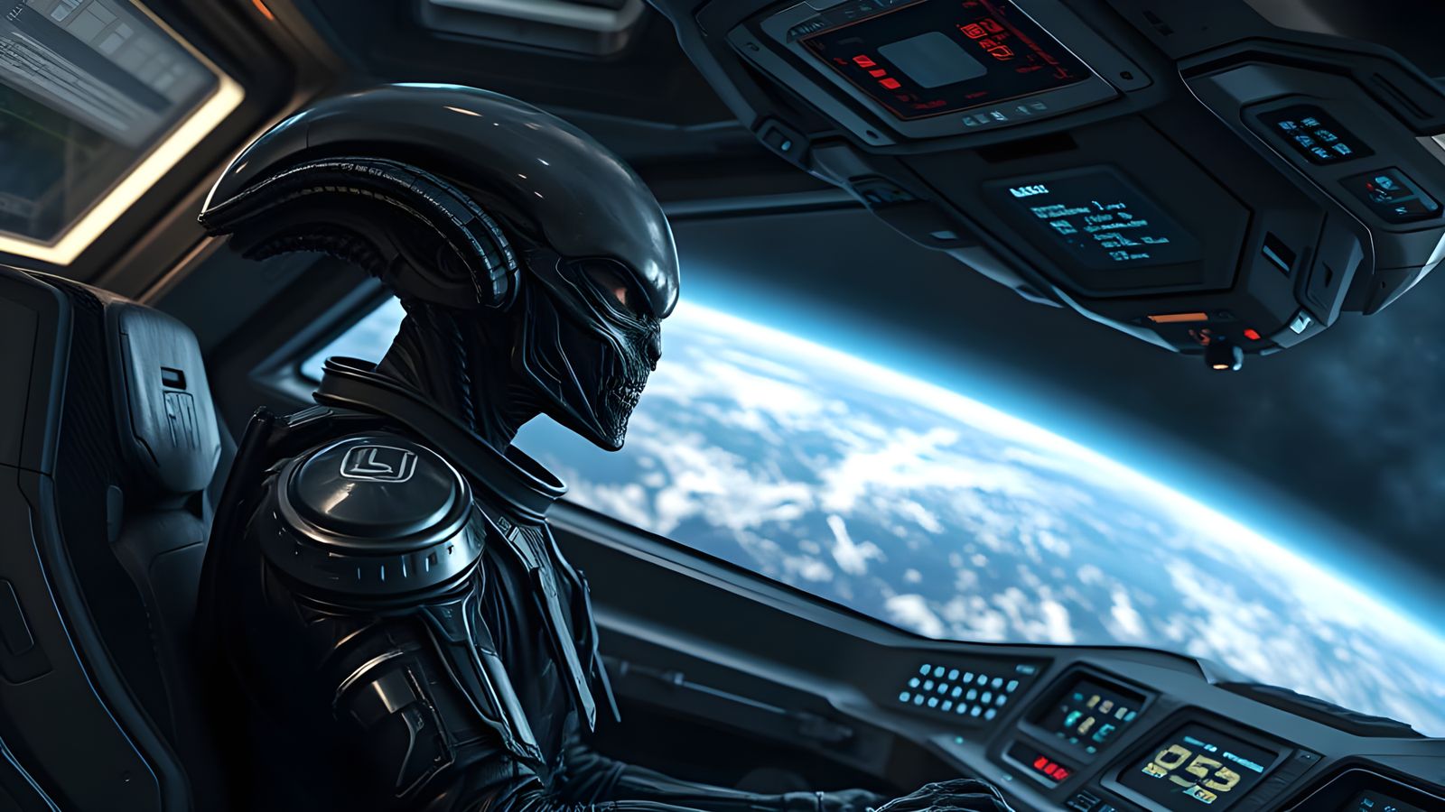 Menacing Alien Contemplates Earth's Destruction