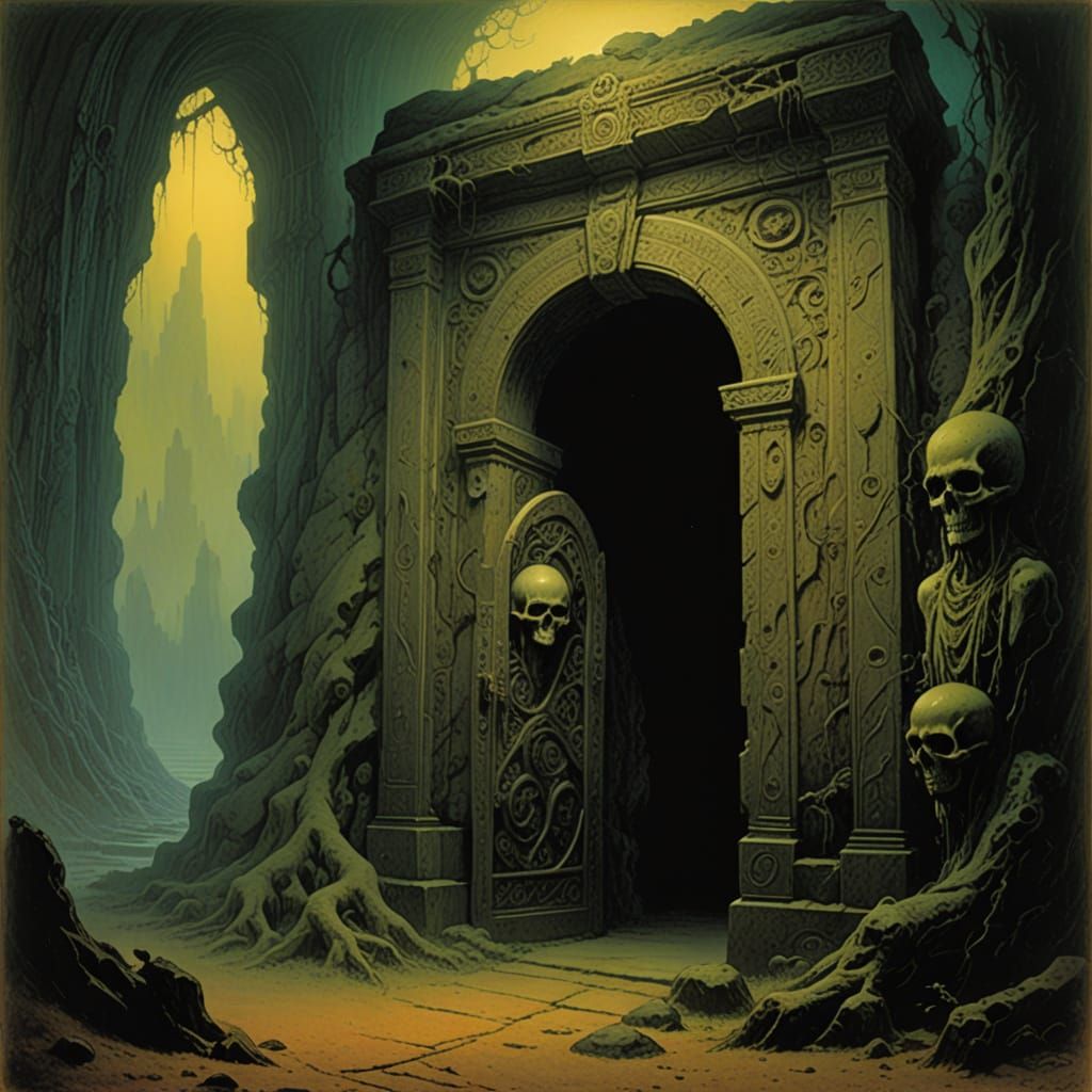 Ghostly Tomb Doorway in Dark Fantasy Style