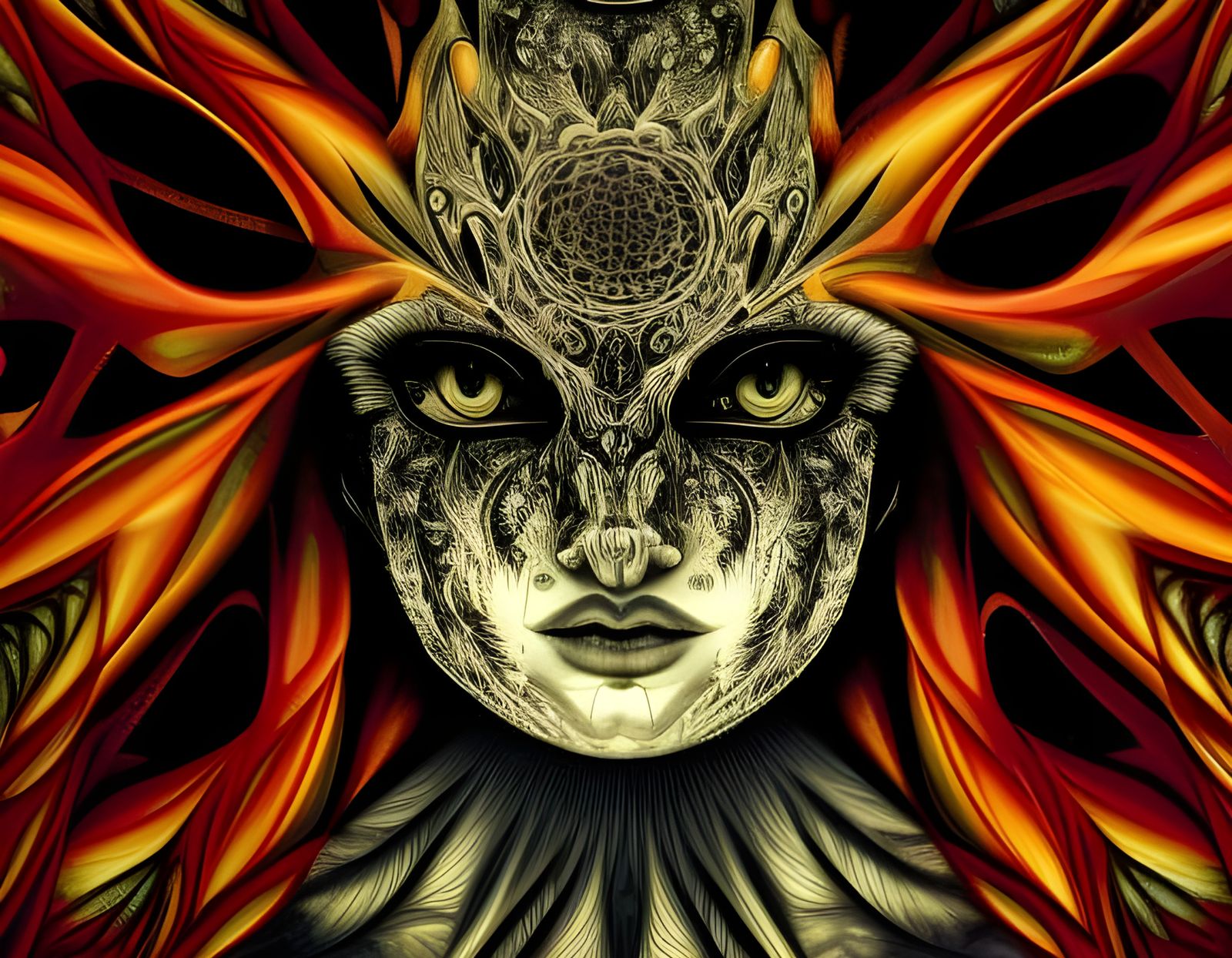 Gothic Devil Portrait in Psychedelic Style