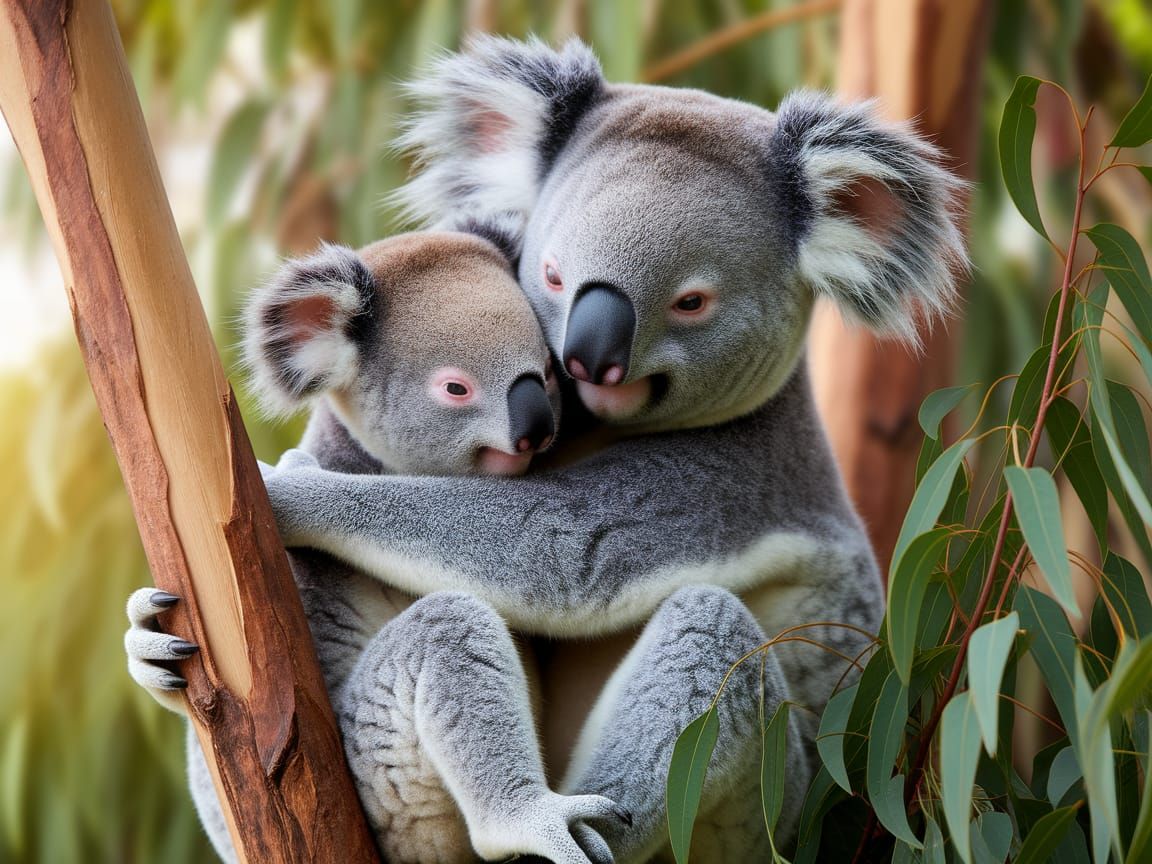 Motherly Love in a Eucalyptus Haven
