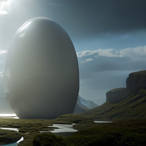 Dramatic Male Egg with Horseshoe, Digital Matte Painting