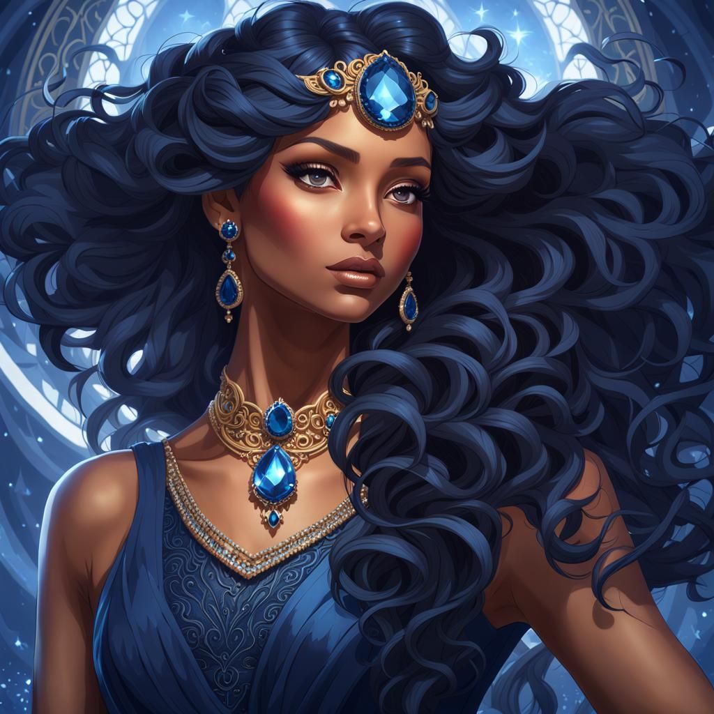 Beautiful Navy Fairy Portrait in Hyperdetailed Style