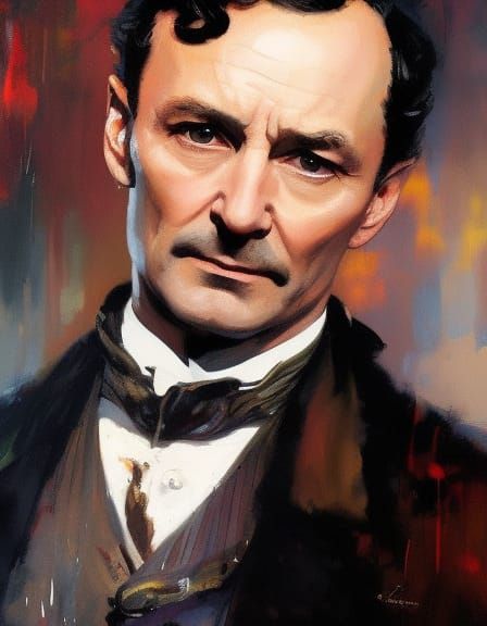Victorian Portrait of Dr. Watson with Graffiti Art