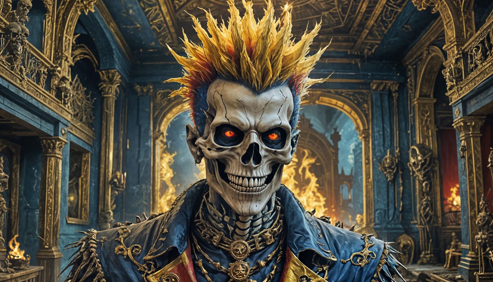 Terrifying Skeletal Wizard in Palace Interior