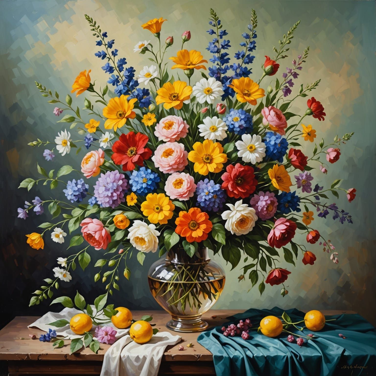 Vibrant Floral Masterpiece in Oil