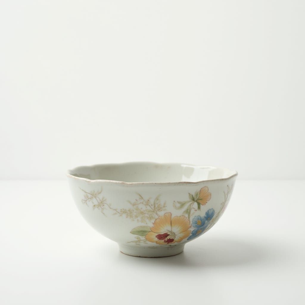 Elegant White Ceramic Bowl with Floral Pattern