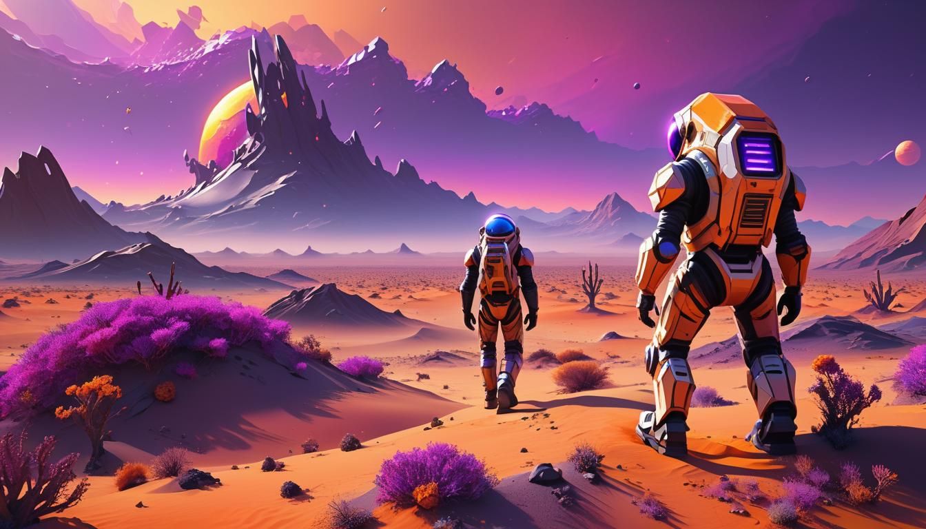 Alien Astronaut on Distant Desert Planet