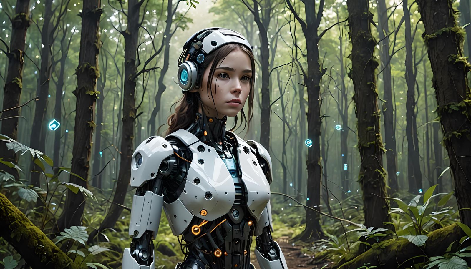 Robotic Girl Lost in Digital Forest