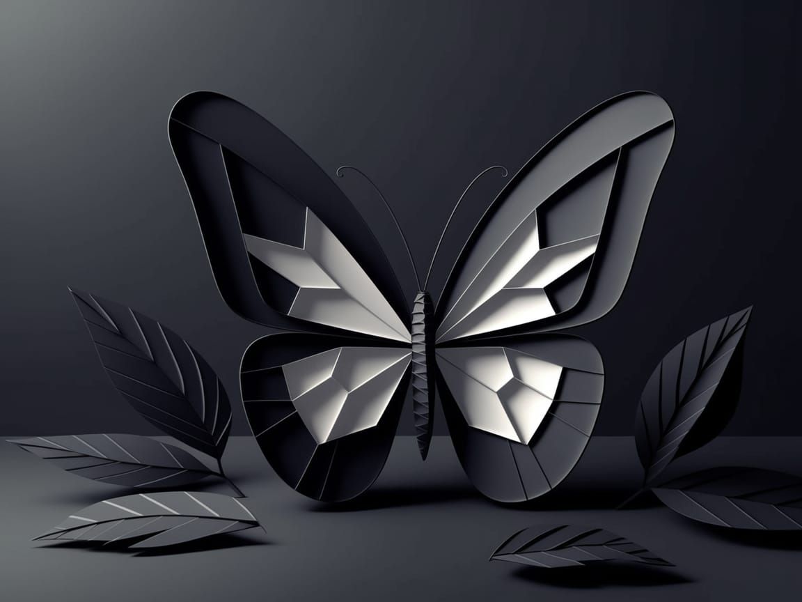 Monochrome Origami Butterflies in Elegant Composition