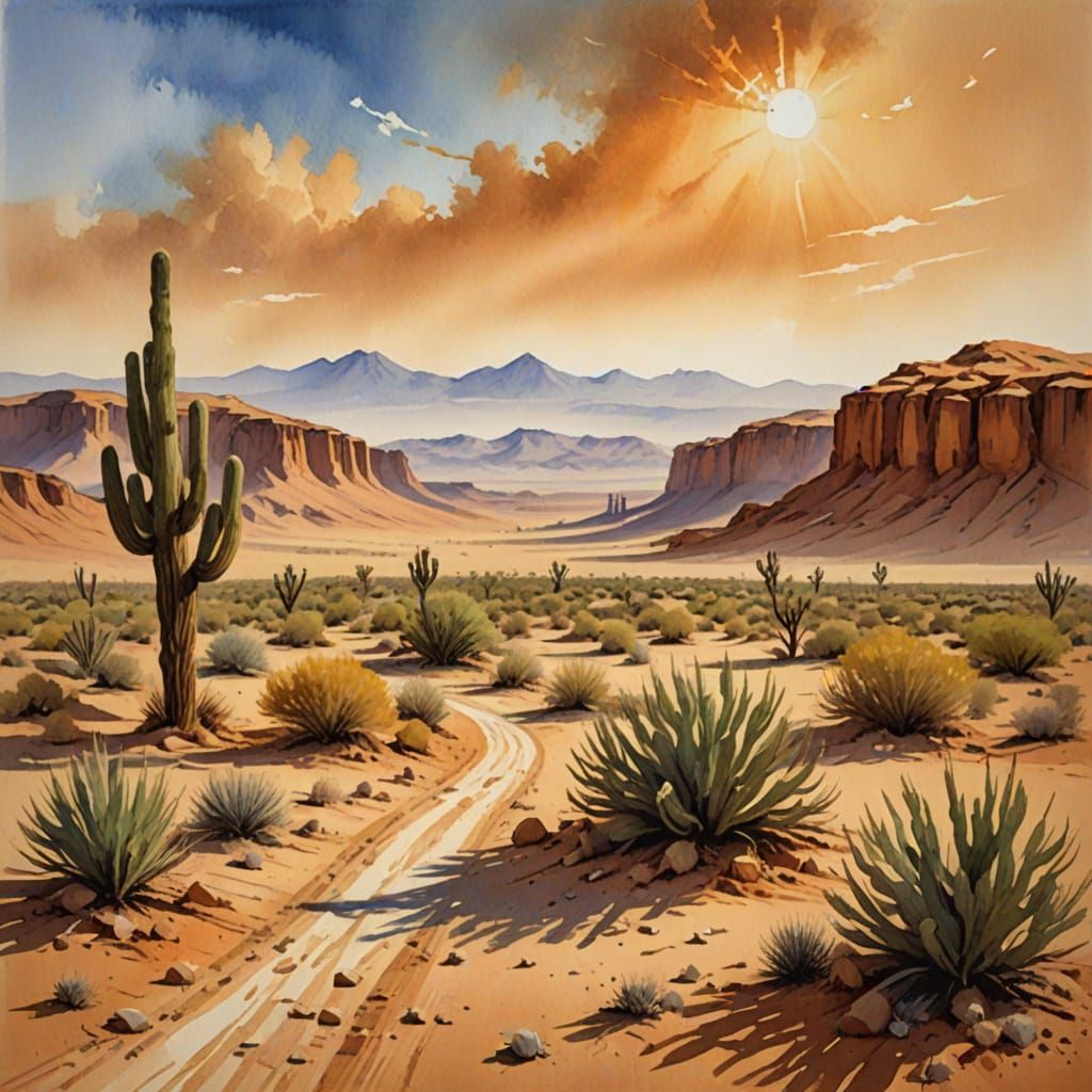 Desert scene in shades of umber