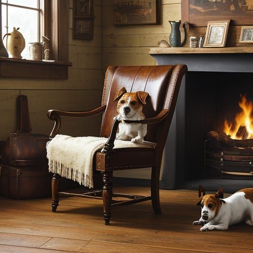 Vibrant Jack Russell Terrier in Cozy Rustic Setting