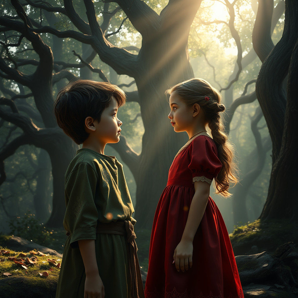 Enchanted Forest Encounter: Soulful Gaze in a Dreamlike Worl...