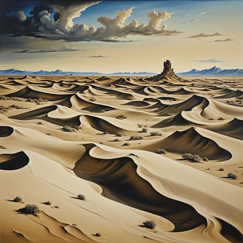 Surreal Desert Dunes in Salvador Dali Style