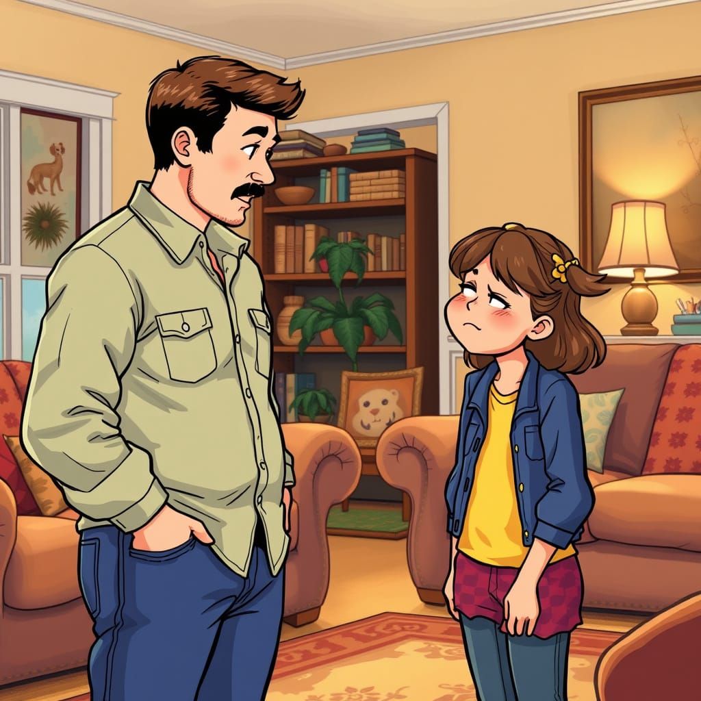 Dad Joke Cringe: A Norman Rockwell Inspired Scene