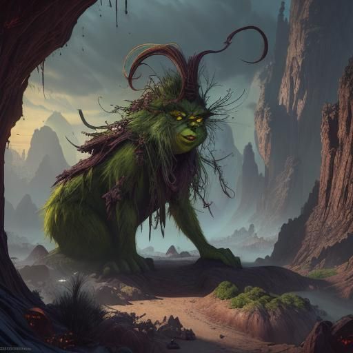 Detailed Matte Painting of the Grinch in 8K