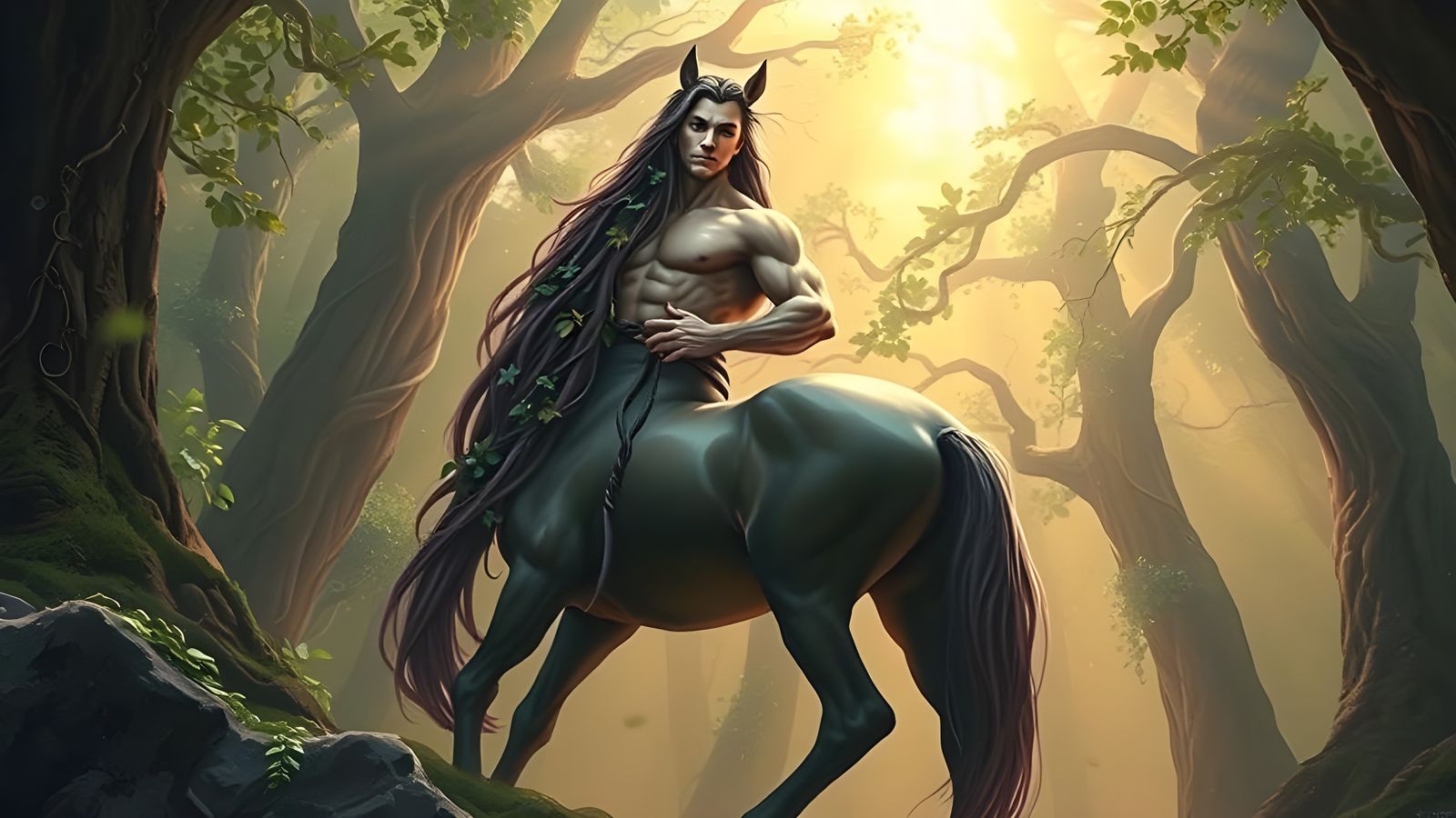 Majestic Centaur in Enchanted Forest at Dawn