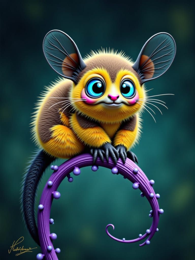 Fluffy Alien Creature with Dragonfly Wings