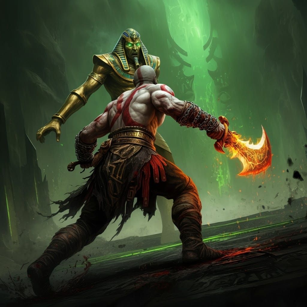 Kratos Pierces Osiris with Blade of Chaos