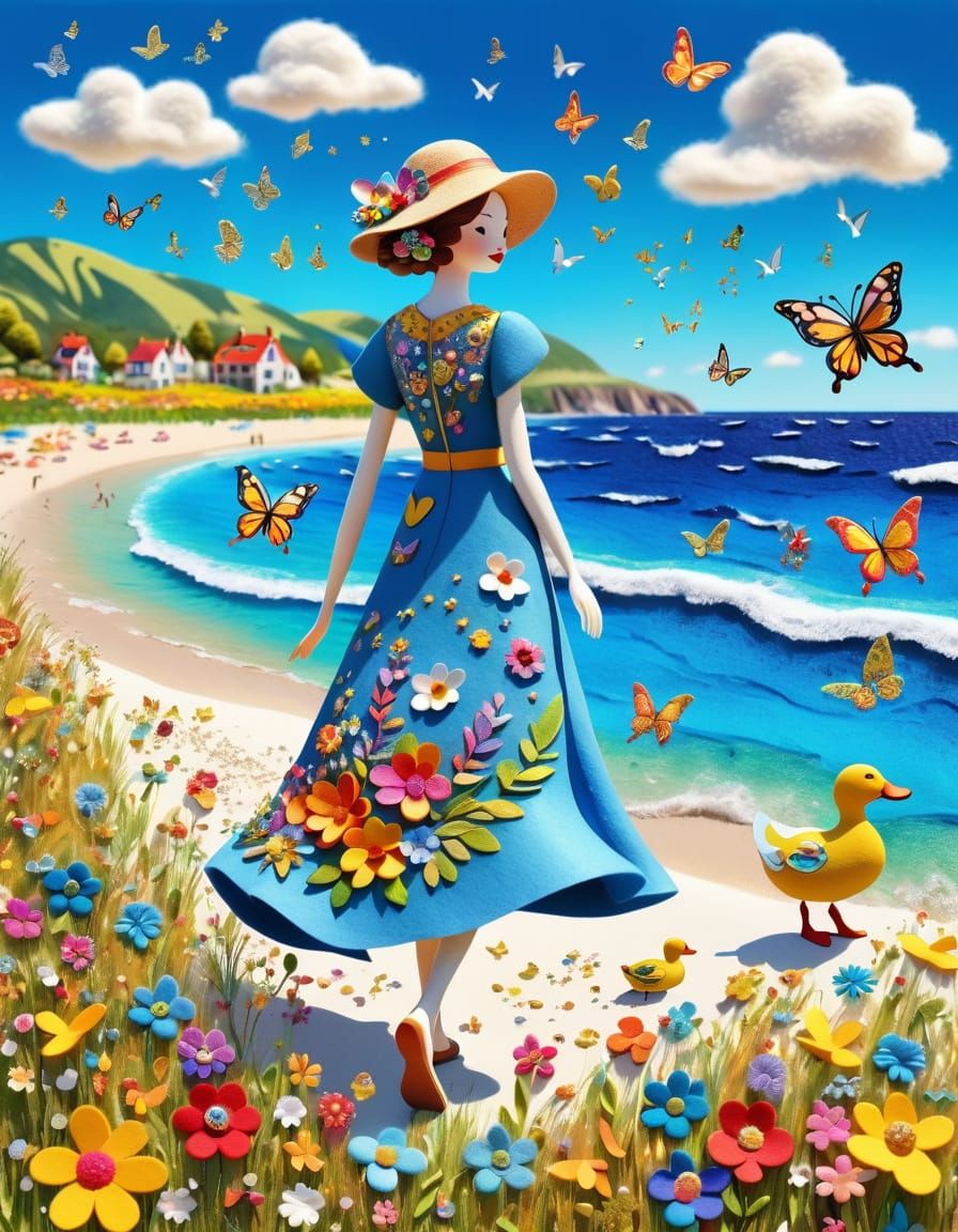 Woman in Floral Dress Amidst Flower Meadow