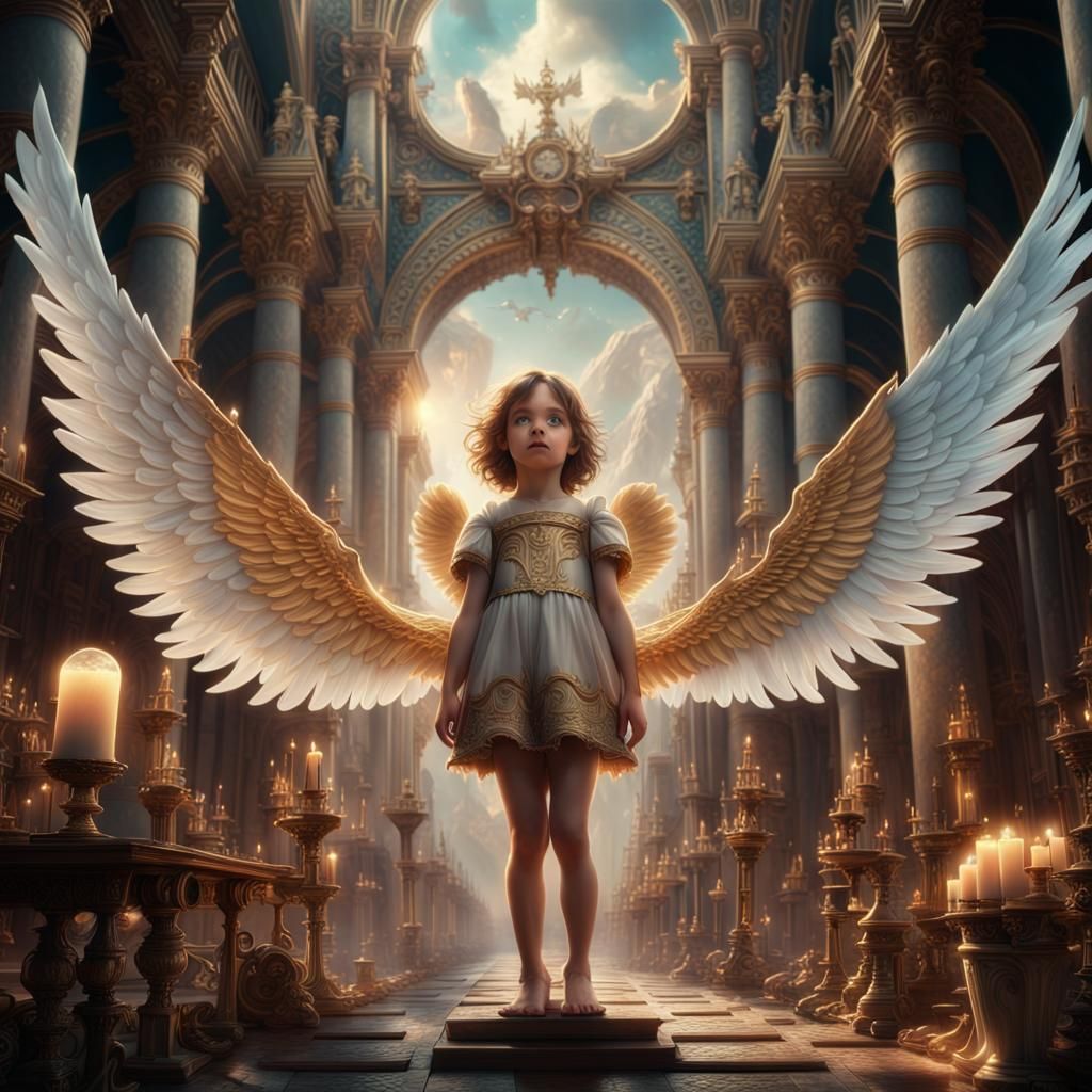 Dramatic Angel in Digital Matte Painting Style