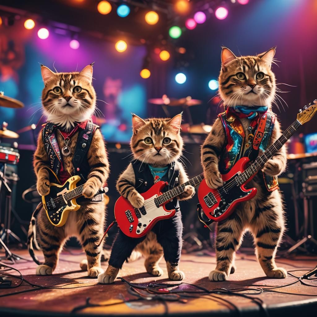Kitty Cats Perform Rock Band Photography