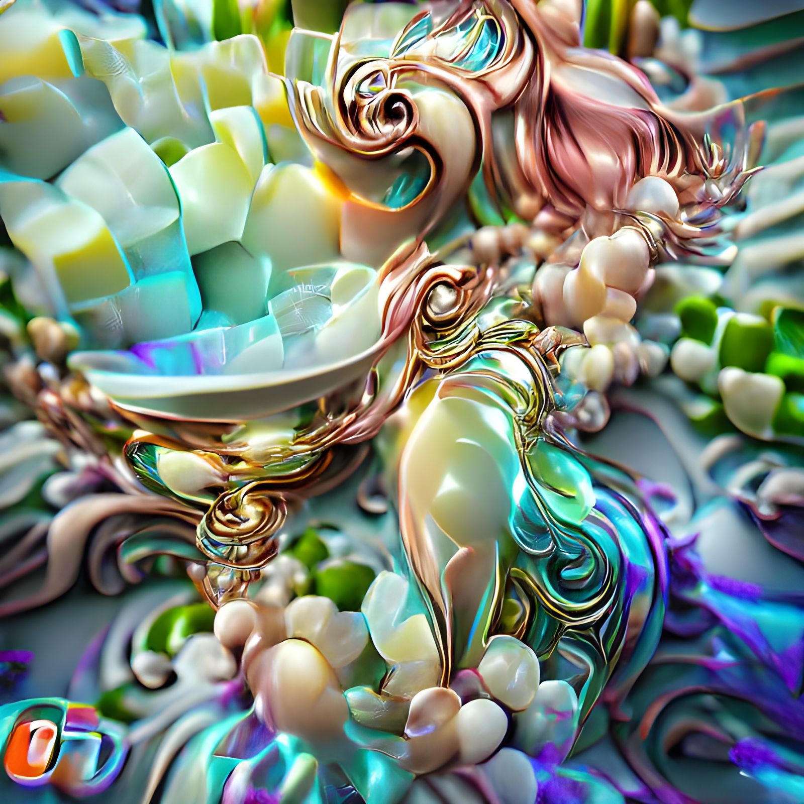 Abstract Ornate Elegance in Pastel Day-Glo