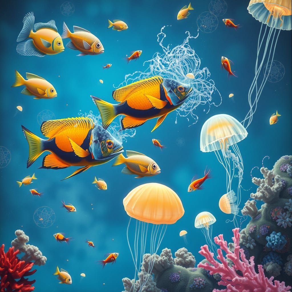 Surreal Marine Life in Shimmering Colors