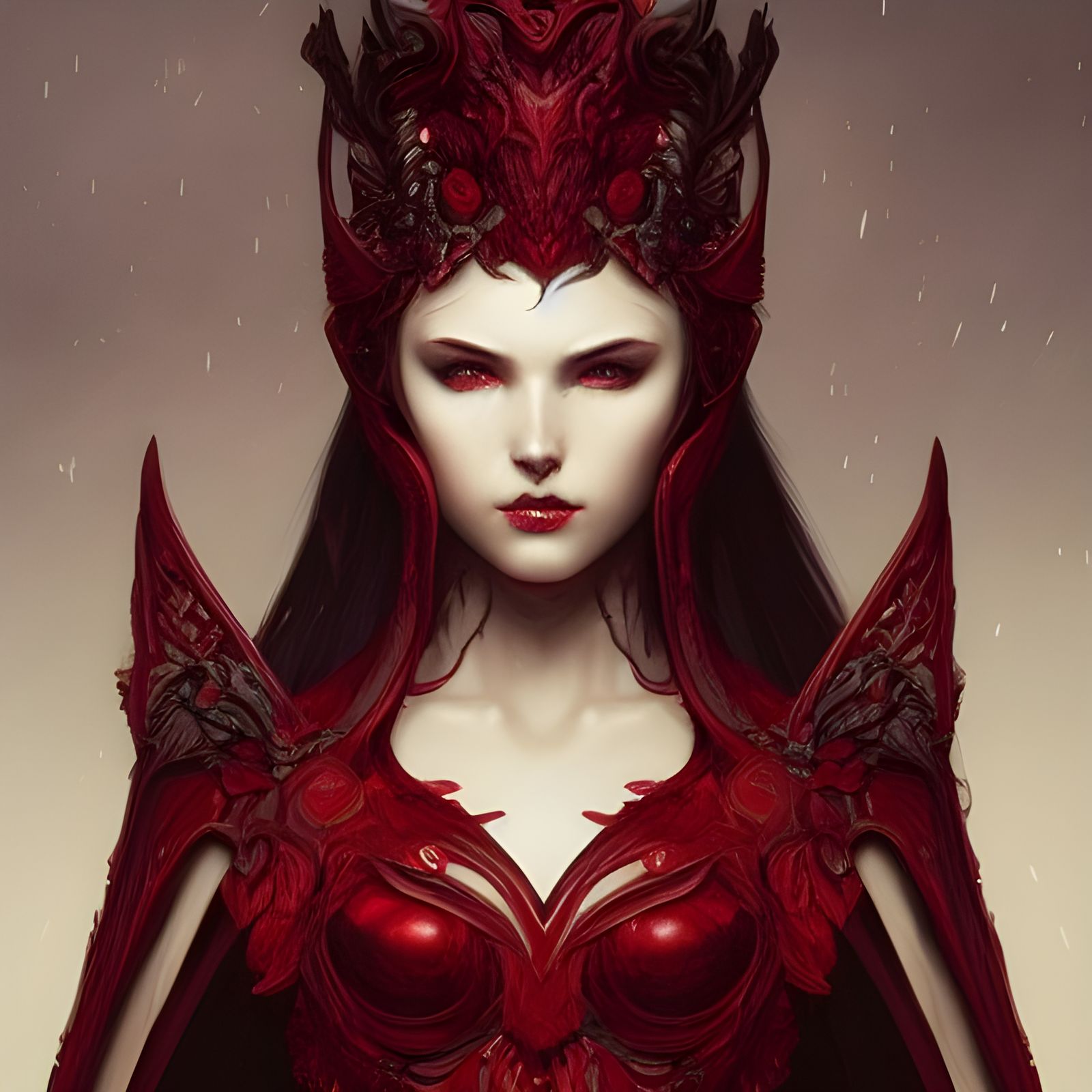 Serene Angelic Face in Demonic Armor, Hyper-Realistic Art