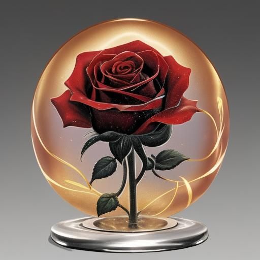 Crystal Rose Pendant in Cinematic Manga Style