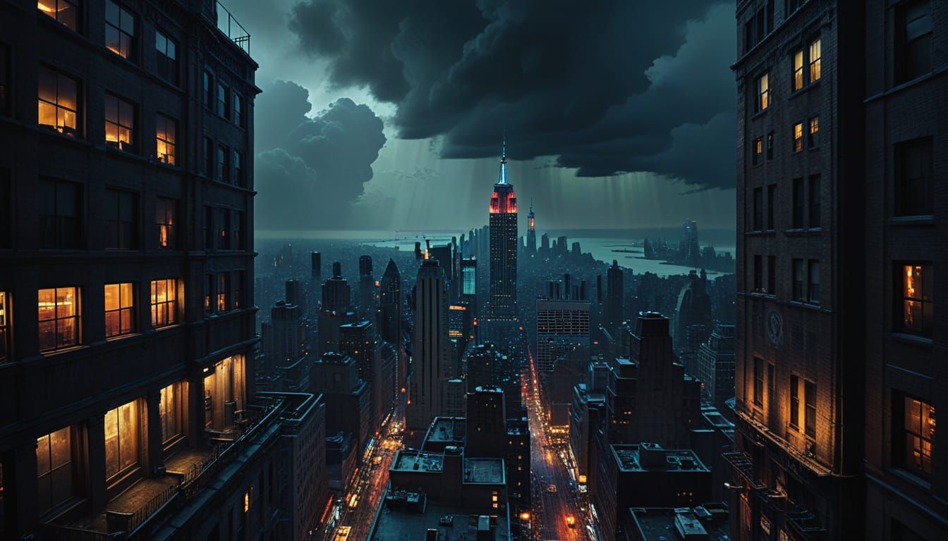 New York Street View from Empire State Building in Alcohol I...