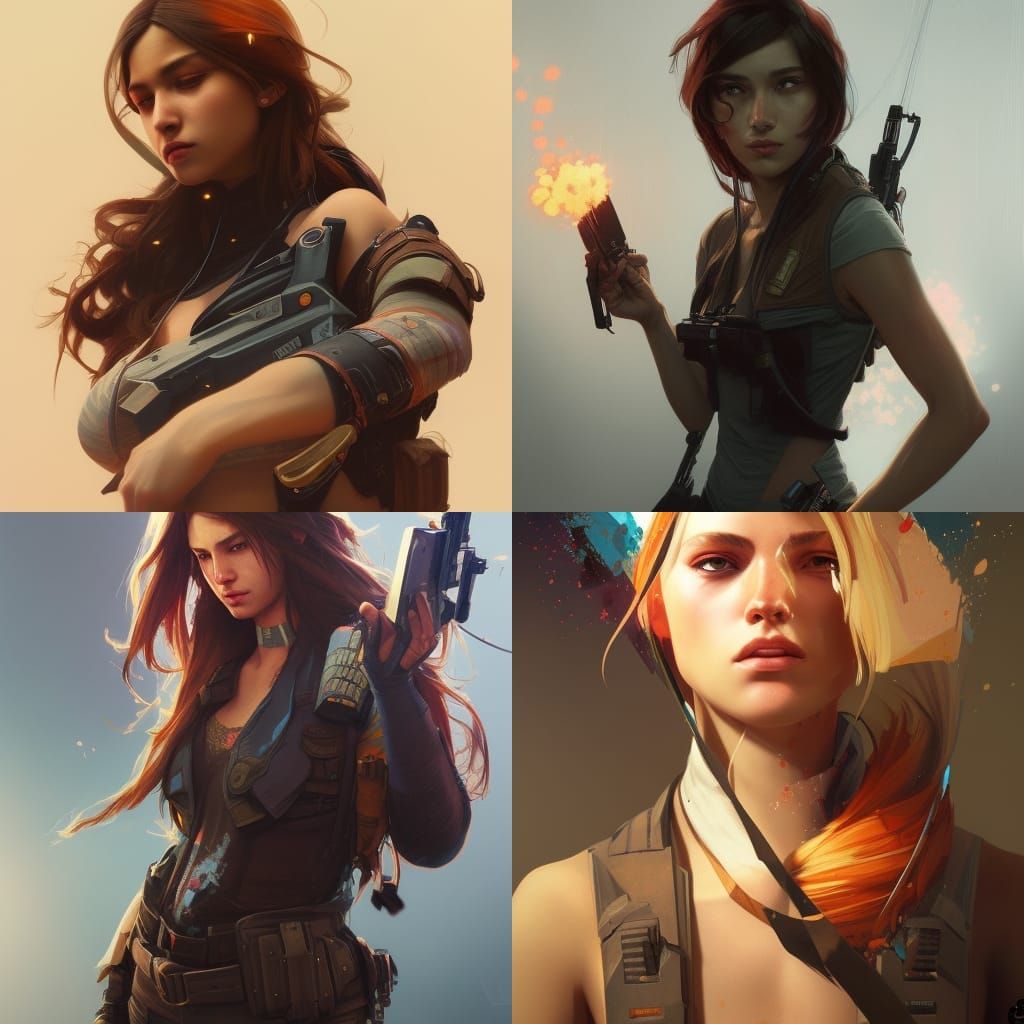 Hyperdetailed Gamer Portrait in Triadic Colors