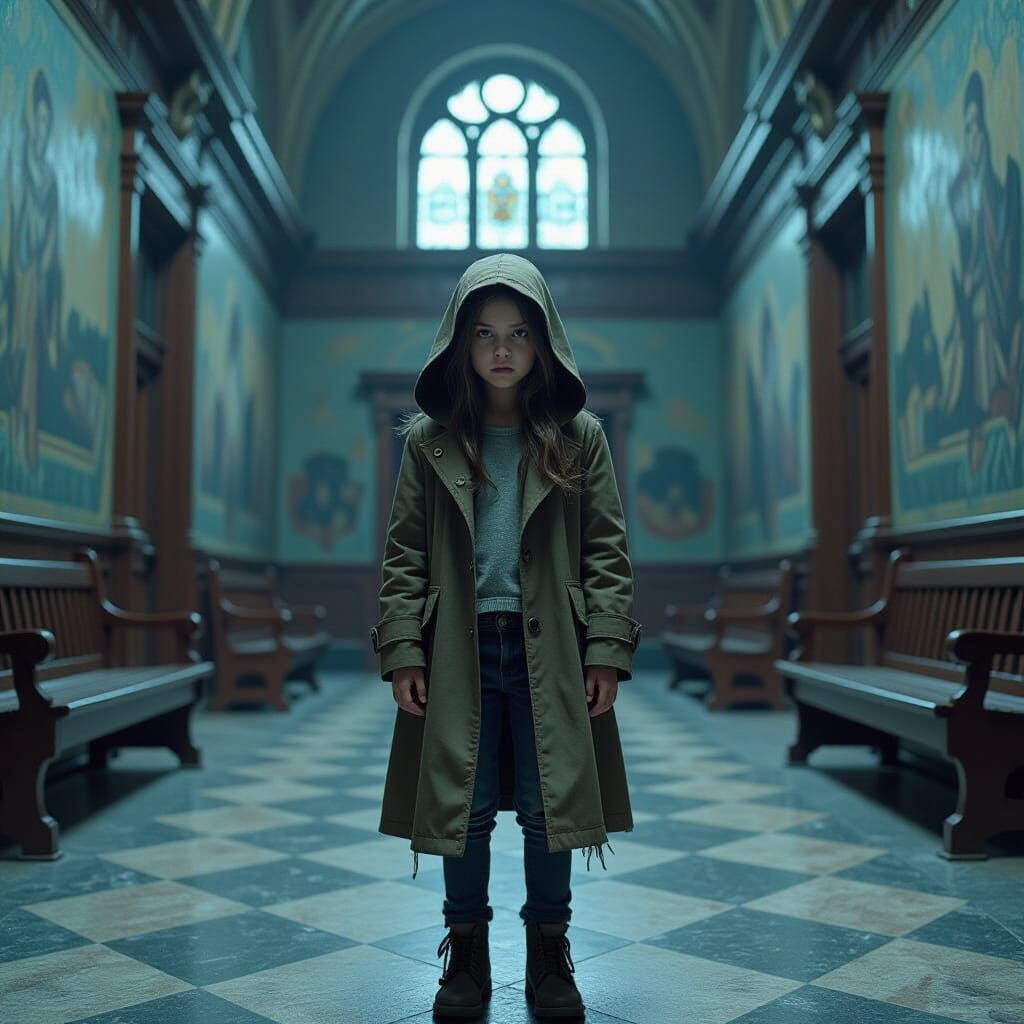 Orphaned Girl Rescued in Dark Gothic Realism Style